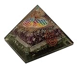Sharvgun Orgonit-Pyramide Amethyst, Jade & Selenit-Edelstein Blume des Lebens Orgon-Pyramide Schutz vor negativer Energie 65-70 mm