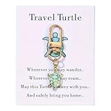 Travel Turtle Geschenkkarte, Handmade mit Anhänger für Freunde und Famielie, Glückwunschkarte und Botschaft für jeden Anlass Grün
