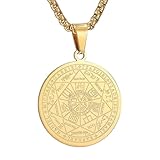 KSJEHW Halskette Herren 7 Erzengel Siegel Medaille Talisman Halskette für Männer Frauen Edelstahl Pentagramm Talisman Anhänger Amulett Magische Schutzkette Männlicher Schmuck Glücksbringer