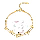 XOEMEL Armband Silber für Damen - Schmetterlinge 925 Silber Layered Armkette Freundschaftsarmbänder - Geschenke für Frauen Zum Geburtstag