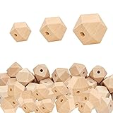 Dzsomt Geometrische Holzperlen 100 Stück Polygon Holzperlen Achteckige Perlen Holz mit Loch Holzperlen Eckig Polyeder Facettierten Holzperlen Natürliche Holzperlen für Schmuck Zubehör