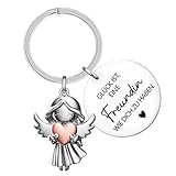HUKUMA Beste Freundin Schlüsselanhänger Schutzengel mit Herz und Gravur, Beste Freundin Geschenke, Glücksbringer-4