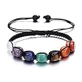GEHECRST 7 Chakra Armband Edelstein Armbänder Natürliche Chakra Steine Yoga Armband Healing Reiki Energietherapie Glückbringen Edelstein für Damen Herren (Chakra Armband)
