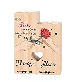 Personalisierte Kerzenständer aus Holz in Herzform 2-teilig mit Gewünschter Gravur-Geschenke für Frauen, Kerzenhalter-Geburtstag Geschenk-Hochzeitsgeschenk - Geschenk für Paare