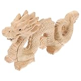 HOLIDYOYO Drachenfigur Aus Holz 2024 Chinesisches Neujahr Drachenstatue Handgeschnitztes Holz Jahr des Drachen Skulptur Chinesische Tierkreiszeichen Drachenfiguren Feng-Shui- Für Den