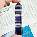 60MM + Natürlicher Regenbogen Fluorit Obelisk Quarz Kristall Zauberstab Spitze Edelstein 1PC