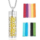 NECXON Halskette mit ätherischen Ölen, Halskette mit Diffusoranhänger für Damen mit 10 Parfümpads, Edelstahl-Ölhalskette, Schmuckgeschenk, Aromatherapie-Geschenke für Frauen und Männer (Stil 2)