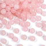 RUBY 45 Stück Naturstein Perlen Rosenquarz Edelstein Perlen 8mm Runde Natürliche Lose Perlen mit Loch Edelsteine zum Auffädeln für DIY Armband Halskette Schmuckherstellung