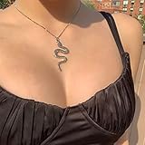 Yienate Schlange Halskette Kette Medusa Aesthetic Kette Kobra Halskette Geschenk für Männer und Damen (Silber)