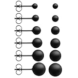 Yolev 6 Paar Dot Ohrstecker Schwarz Unisex Edelstahl Ohrringe Runde Flat Top Ohrringe Schwarz Set Damen Herren Mädchen (3mm-8mm) Halloween Punk Rock Ohrstecker