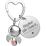 FABACH Beste Freundin Schutzengel Schlüsselanhänger mit Herz und Gravur – Engel Glücksbringer mit Botschaft – Geschenk für Freundinnen