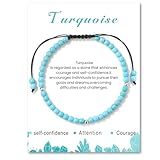 Edelsteinarmband Naturstein Armband mit Silberperle für Teen Männer Frauen Einstellbares Handgelenk Armband Perlenarmband Kugelarmband Edelsteine Armbänder fur Damen (Türkis)
