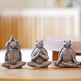 Yeomoo Meditation Yoga Schildkröte Firguren Zen Gartendeko Deko Wohnzimmer - Harz Schildkröte Gartenfiguren Miniatur Deko Schreibtisch Zubehör Geschenke für Frauen Kinder Freundin Geburtstag 3 Stück