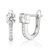 Limerencia Titan Creolen Ohrringe Damen, 10mm Medizinische Hypoallergen Hoop Ohrringe mit Glänzendem Zirkonia für empfindliche Ohren Mode Damenschmuck (Silber)