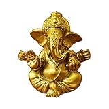 OTKARXUS Hindu-goldene Lord Ganesha-Statuen, 1 x Mini-indische Elefanten-Gott-Statue, Kunstharz-Skulptur, Ganesh-Figur, handgefertigte Elefanten-Ornamente, Dekoration für Zuhause, Büro, Auto (Gold)