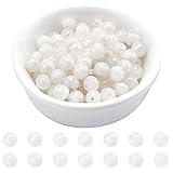 Arricraft mit ca. 63 Stück Natürliche Mondstein Perlen, 6mm Runde Weiß Edelsteine In 1 Strängen Für Die DIY-Schmuckherstellung, Bohrung:0.8mm