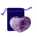 GUJOXILA 45mm Amethyst Herz Groß Kristalle Sorgensteine Heilsteine Herzförmig Sorgen Edelsteine Massagesteine für Meditation,Stress abbauen Lila Liebe Kristall Steine MaMa Geschenk