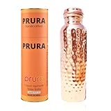 PRURA Wasserflasche aus Kupfer, Federdruck, auslaufsicher, ayurvedisches Trinkgefäß