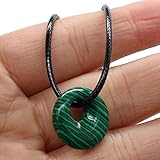 YUNNESS Halskette mit natürlichem Malachit-Anhänger, Rosenquarz, einfacher Anhänger, Halskette für Damen und Herren, Schmuck, Halskette, Geschenk, 18 mm, as the pic show, Stein