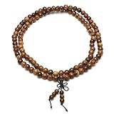 Grüne Sandelholz-Armbänder für Damen und Herren, 108 Perlen natürliche Sandelholz-Armbänder, 8 mm Mala tibetische Holzperlen Armbänder, buddhistische Strang Holz Gebetskette Armbänder/Halskette