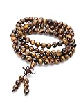 CrystalTears 108 Perlen Mala Kette Tigerauge Buddha Armband 6mm Perlen Wickelarmband Gelb Tigerauge Gebetskette Reiki Heilstein Armschmuck