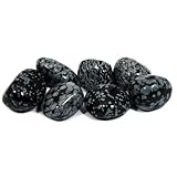 CrystalAge Schneeflocken Obsidian Trommelstein (25–30 mm) - Hängender Trommelstein - Dekoration - Glas - Hochzeit - Klassisch - Black