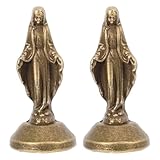 Holibanna 2stücke Marienstatuen Aus Messing Kleine Figuren Der Jungfrau Religiöse Dekoration Für Kirchen Und Spirituelle Räume Handgefertigte Desktop-skulpturen