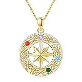 OHAYOO Chakra Kette Damen 925 Sterling Silber Chakra Schmuck Vergoldet Chakra Anhänger Halskette Geschenk für Damen Mädchen Geburtstag