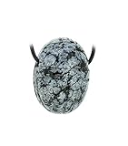 Budawi® Schneeflockenobsidian Anhänger Skarabäus Käfer Kettenanhänger mit Lederband