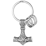 FaithHeart Edelstahl Mjölnir Schlüsselanhänger für herren Männer Thors Hammer Keychain mit Keltischer Knot Symbol für Valentinstag Geburtstag