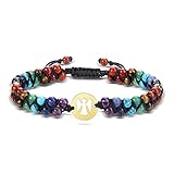 GEHECRST 7 Chakra Armband Engel Edelstein Armbänder Natürliche Chakra Steine Yoga Armband Healing Reiki Energietherapie Glückbringen Edelstein für Damen Herren