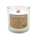 Müller Kerzen PRO NATURE Kerzen im Glas mit Holzdocht - Weiß Stearin Kerzen - 10 x 10 cm - 30 Stunden Brenndauer - Natürliche Wachs - Paraffin- und Palmölfrei Kerzenglas - Ohne Duft - 1 Stück