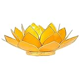 Capiz Lotus Licht gelb 3e Chakra Goldrand - 13.5 cm Teelicht