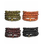 HIQIU 4 stücke Mala kette 108 Perlen holz Armbänder Armband Set, Gebetskette buddhismus Sandelholz Link Handgelenk Meditation Halskette Kette für Herren Damen