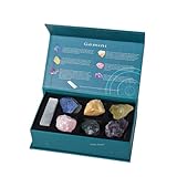Erliway Zwillinge Sternzeichen-Kristalle Geschenkset, Sternzeichen Heilkristalle Geburtssteine mit Horoskop-Box, 7 Stück natürliche Rohsteine für Anfänger, spirituelle Astrologie-Kristalle für Frauen