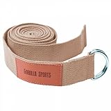 GORILLA SPORTS® Yogagurt - 100% Baumwolle, mit Verschluss aus Metall, einstellbarer D-Ring Schnalle, Farbwahl - Yoga Band, Stretch Band, Yoga-Gürtel, Pilates Yoga Strap, Hilfsmittel für Dehnung