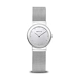 BERING Damen Quarz Uhr | Armbanduhr 26 mm silbernes Edelstahlgehäuse und silbernes Zifferblatt | Milanaisearmband | Saphierglas | 5 ATM | 10126-000