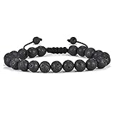 TINGN Geschenke für Männer Armband - Herren Armband Geschenke Lavastein Natürlicher Schwarzer Lavastein Herren Angst Armband Verstellbares Herren Armband Geschenke für Männer Freund