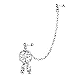 Bling Jewelry Weißer Indianerschmuck Traumfänger Feder Doppeltes Piercing Einzelner Ohrknorpel Ohrstecker Für Frauen Teenager Chirurgenstahl 14G