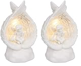 Out of the blue LED Dekofigur Sitzender Engel, zufällige Auswahl aus 4 ähnlichen Motiven, Engelsfigur Putte Dekoengel Engelchen Lichtdeko, Maße (H/B/T): 12 x 7 x 5,5 cm, Weiß (Packung mit 2)