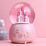 Schneekugel Musik Spieluhr Schloss Schüttelkugel mit Schneeflocken Beleuchtung Kristallkugel Nachtlicht Traumkugel Büro Hause Deko Glaskugel Geschenk für Kinder Geburtstag Weihnachten Valentinstag