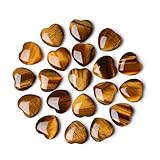 QINJIEJIE 20 Stück Tigerauge Herz Edelsteine Heilung Kristall Set Natürliche Steine Liebe Herz Stein Reiki Kristalle für Meditation 0,6 Zoll