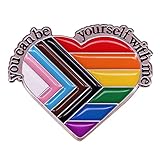 Anstecknadel mit Aufschrift 'You Can Be Yourself With Me', Emaille, sicherer Weltraum, Trans Flagge, Ally Brosche für Rucksäcke, Charm, Kostüm, Schmuck, Einheitsgröße, Kupfer, Kein Edelstein