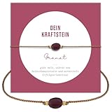 happymaker - Granat Armband Damen, Edelstein Armband mit echtem Granat Stein, Heilsteine Armband mit Geschenkverpackung als Kraftgeber Geschenk für Frauen, handmade in Deutschland