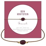 happymaker - Granat Wickelarmband Damen, handgemacht in Deutschland, echter Edelstein mit 18k vergoldete Perlen und exklusiver Geschenkverpackung für Weihnachten oder Geburtstag