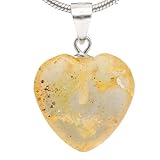 Lebensquelle Plus Herzanhänger Bernstein | Edelstein Anhänger 1,5 x1,5 cm | Herz mit 925er Silberöse