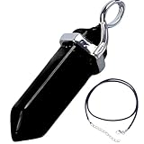 Essenciales Schwarze Obsidian Kette - Anhänger aus natürlichem Schutzstein, beinhaltet energetische Steine und Lavendel