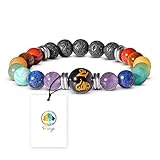 PURAJA Chakra Armband aus echten Natursteinen | Premium Edelstein Armband | Für mehr Harmonie & Balance | 7 Chakra und Lavastein Perlen