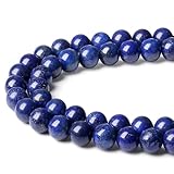 XIANNVXI 8mm Lapislazuli Perlen zum Auffädeln mit Loch Runde Naturstein Kristalle Perlen für Armbänder Edelsteine zum Auffädeln Ketten DIY Schmuck Basteln (ca. 47 Stück)