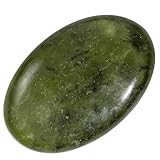 Nupuyai Grüner Jade Stein Handschmeichler Edelstein Oval, Naturkristall Massagestein Heilstein Taschenstein Energiestein für Gua Sha Spa Reiki Meditation Haus Deko